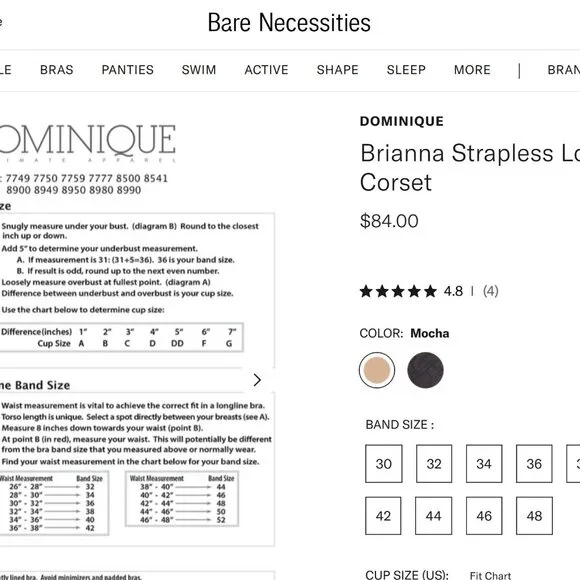 IntimatesNWT! Bare Necessities Dominique Intimates Corset Strapless Bra 40DD